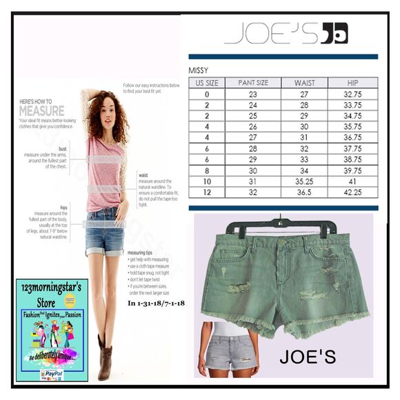 JOE's NEW GABRIELLE Grunge Distressed Denim Cut Off Shorts 30 - Picture 12 of 12